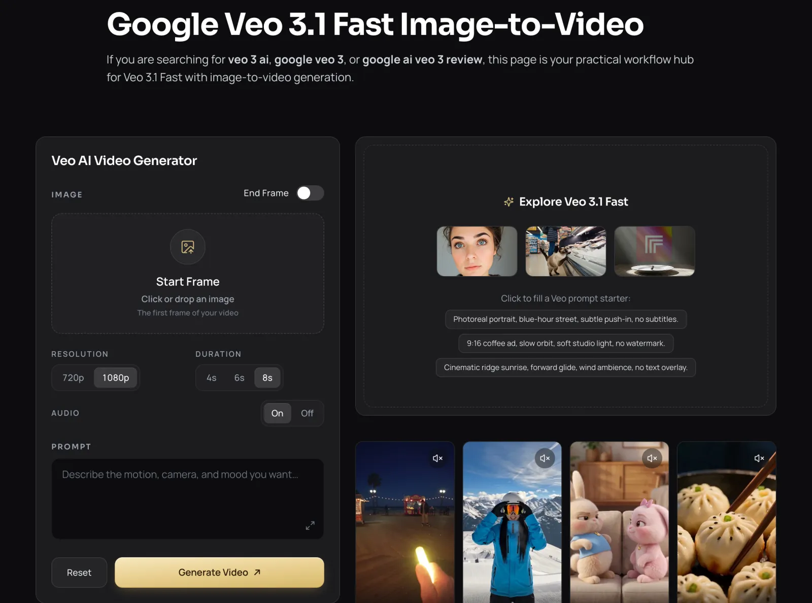 Veo 3.1 Fast image to video generator on CogVideo
